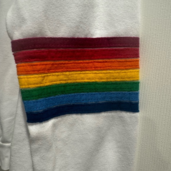 COPY - *READ DESCRIPTION* Aviator Nation Rainbow Stitch Sleeve White S - Picture 7 of 8